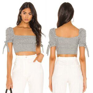 Privacy Please Gingham Fil Coupé Hall Crop Top - Black / White - Size Small